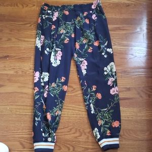 Parker Floral Silk Joggers NWT